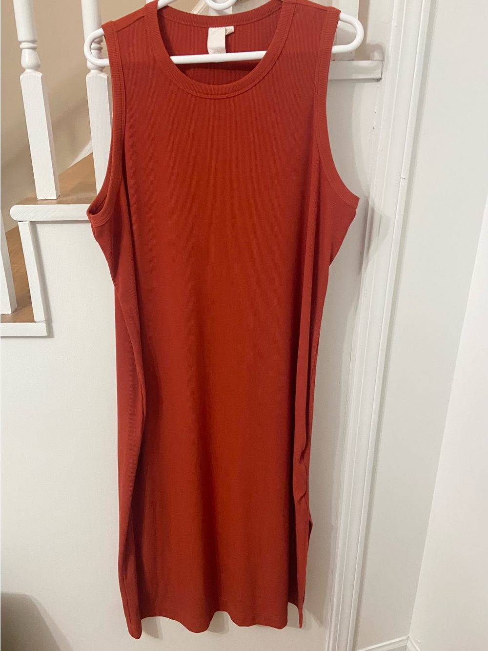 Sleeveless Rust Midi Tank Dress